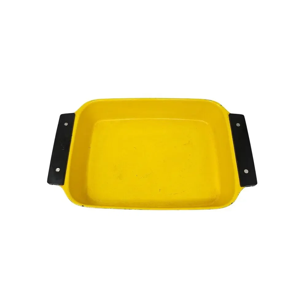 Vintage 70s Catherineholm Holland Mustard Yellow Enamel Baking Dish Mid Century